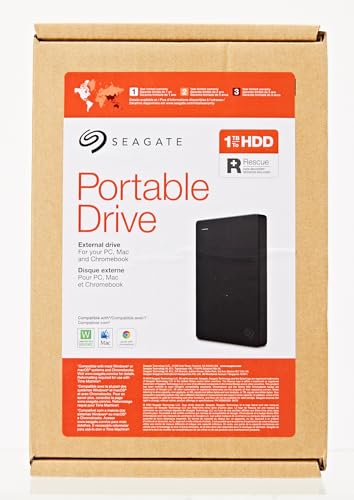 Seagate Portable 1TB External Hard Drive HDD – USB 3.0 for PC, Mac, PlayStation, & Xbox, 1-Year Rescue Service (STGX1000400) , Black