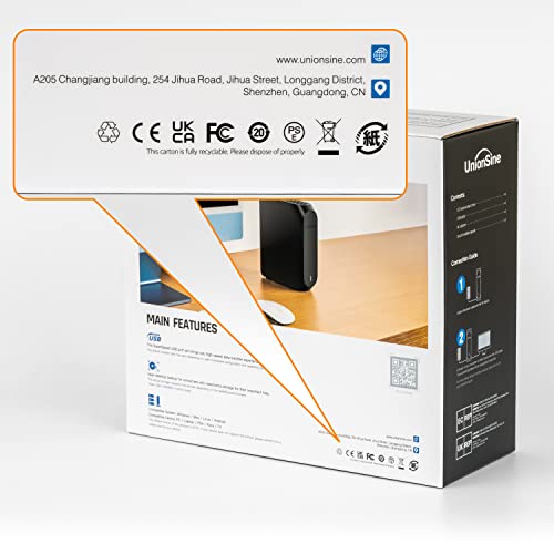 UnionSine 10TB 3.5" External Hard Drive USB3.2Gen2 Type-C HDD Storage Compatible for PC, Desktop, Laptop,TV(Black) HD3510