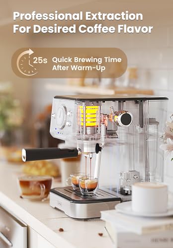 Gevi Espresso Machine High Pressure,Compact Espresso Coffee Machines with Milk Frother Steam Wand,Professional Coffee,Cappuccino,Latte Maker for Home,Espresso Maker, Gift for Coffee Lover and Dad