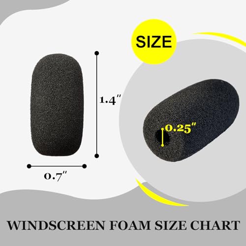 10 Pack Foam Windscreen for Headset Microphone - Sponge Mini Foam Shield, High-Density Mic Covers for Lavalier and Lapel Mics Protection