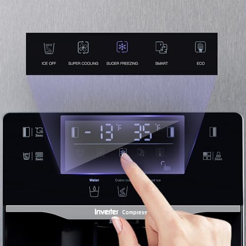 Freestanding Side-by-Side Refrigerator with 18.1 Cu. Ft Capacity, Built-In Ice Maker & Water Dispensers, 2 Door Auto Defrost Fridge for Kitchen/Office/Commercial, Gray Stainless Steel