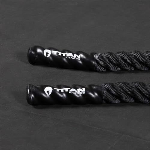 Titan Fitness Battle Rope 40ft x 2in, Poly Dacron Heavy Rope for Home Gym Conditioning Workouts, Cross-Train, Strength Training Exercises
