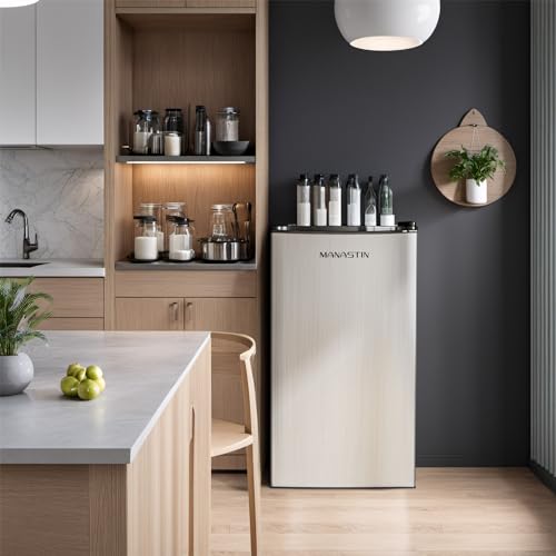 3.2 Cu. Ft Mini Fridge with Freezer for Bedroom, Dorm, Office, Compact Refrigerator with Adjustable Thermostat, Removable Glass Shelves and Reversible Door (Silver)