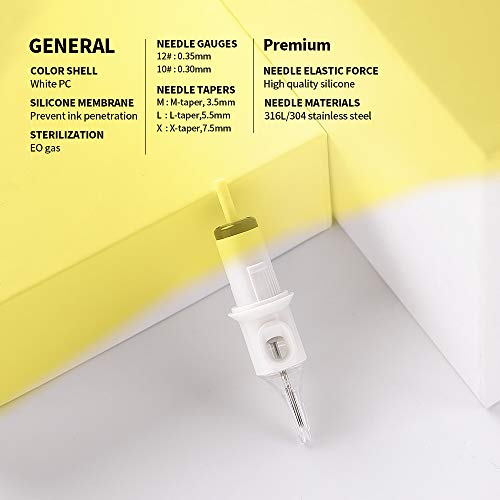 Hawink Tattoo Cartridge Needles #10 Bugpin 11 Magnum M-Taper 20PCS with Membrane Professional Disposable EN05S-20-1011M1