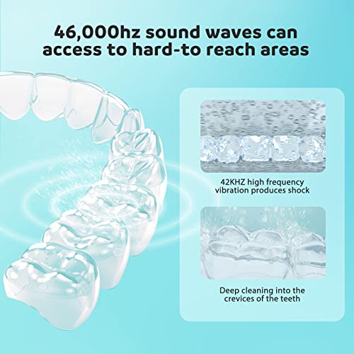 Professional Ultrasonic Cleaner Machine for Dentures, Retainer, Mouth Guard, Aligner, Whitening Trays, All Dental and Sleep Apnea Appliances (46kHz, 6.67oz, 24W)-White