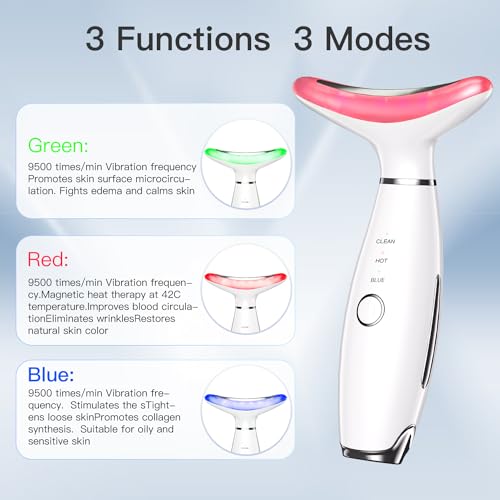3-in-1 Beauty Massager for Face and Neck, Based on Triple Action LED, Thermal, and Vibration Technologies for Skin Care,Improve,Firm,Tightening and Smooth