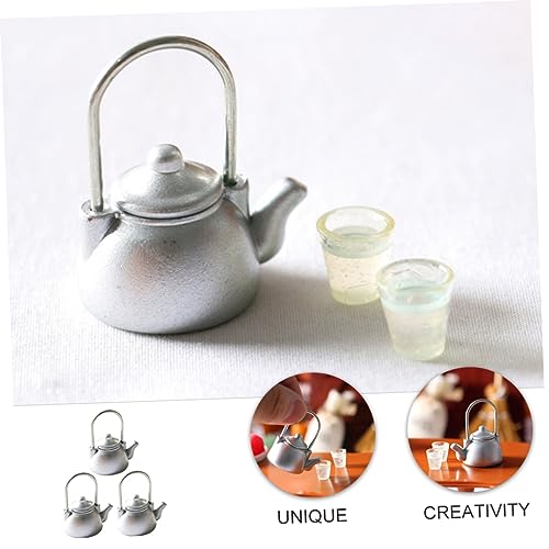 Toyvian 3 Pcs Old-Fashioned Kettle The Office Decor Home Decor Miniture House Furniture Orange Decor Miniature Dollhouse Office Desk Decor Stuff Mini Accessories Plastic Cup Old Fashioned