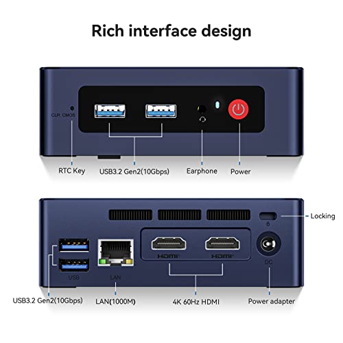 Beelink Mini S12 Pro Mini PC, 12th Intel Alder Lake-N100 (up to 3.4GHz, TDP 6W), 16GB DDR4 RAM 500GB PCIEx1 SSD, Mini Computer Support 4K@60Hz Dual Display/WiFi 6/BT 5.2/USB 3.2/HTPC/Family-NAS