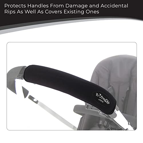 StrollAir Universal Handle Sleeve Cover, Grip Bar, Replacement, BOB, Bugaboo, Baby Jogger, Uppa Baby, Bumbleride, Black, 12"