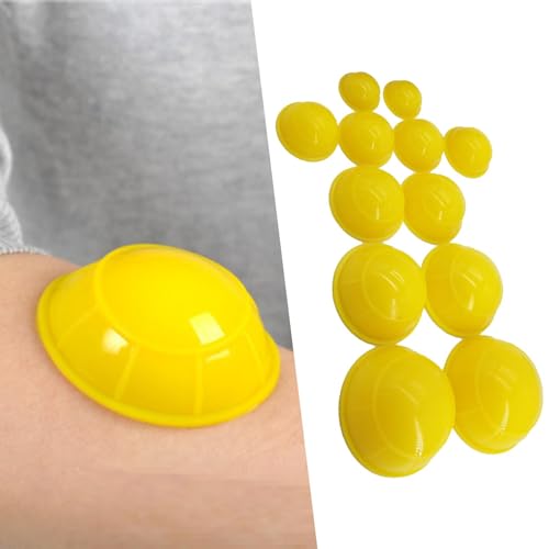 12Pcs Vacuum Cupping Cup Silicone Cupping Professional Personal Care Accessory Efficient Easy to Clean Silicone Can Puller, Yellow