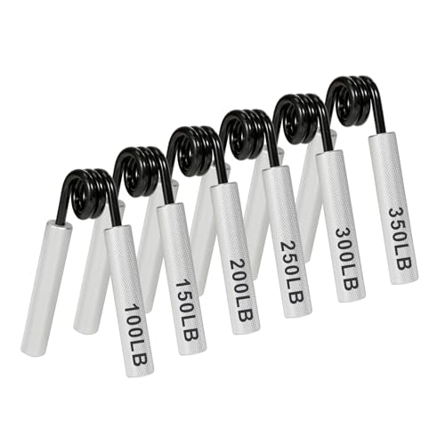 Metal Hand Grip Strengthener, 100LB-350LB 6 Pack No Slip Heavy-Duty Finger, Wrist & Forearm Exercise Strengthener for Home Office & Gym, Muscle Building Grip Strength Trainer