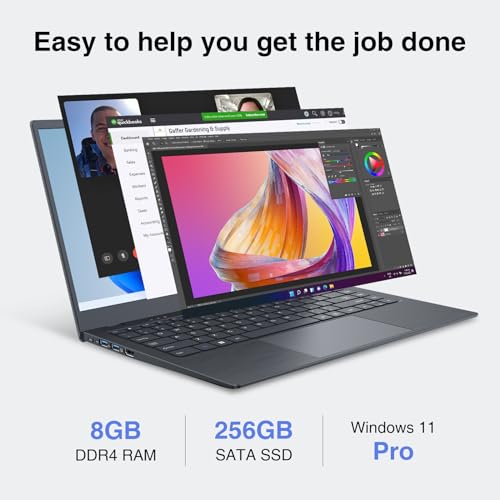 Laptop Computer, in-tel Celeron Processor, 8GB DDR4 RAM/256GB SSD, 14 Inch FHD 1920x1080 Display, Win-11 Thin & Portable Notebook PC, 2.4G/5G WiFi and Bluetooth 5.1