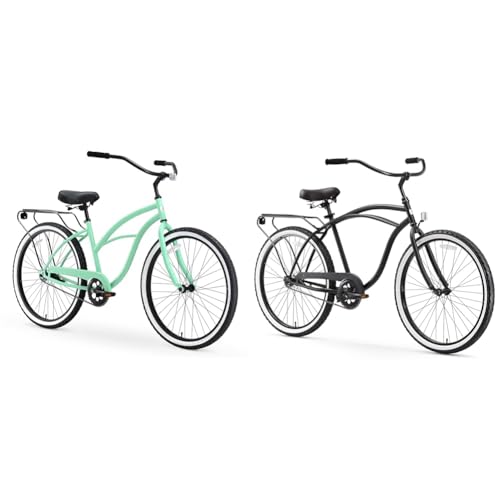 sixthreezero Around The Block Women's and Men's Beach Cruiser Bikes, Hybrid Bicycles with Rear Racks, 26 Inch Wheels