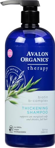 Avalon Organics Therapy Biotin B-Complex Thickening Shampoo, For an Energized Scalp and Thicker, Fuller-Looking Hair, 32 Fluid Ounces