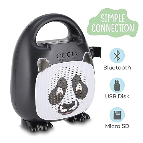 Singimals Kids Karaoke Speaker with Microphone - Unleash Your Child's Inner Superstar, Bluetooth v5.1, 12H Playtime, 5W Speaker, Multicolor LED Lighting, Bam Bam The Panda