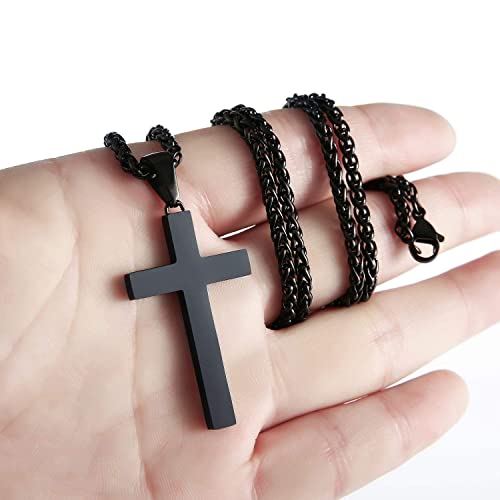 P. BLAKE Stainless Steel Cross Pendant Necklace for Men Boys, Christian Cross Pendant with 16-24 Inches Chain Cross Necklace Jewelry Gifts