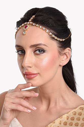 Efulgenz Mothers Day Gift Indian Bollywood Vintage Gold Tone Mange Tikka Crystal Pearl Head Chain Bridal Wedding Jewelry Hair Accessories