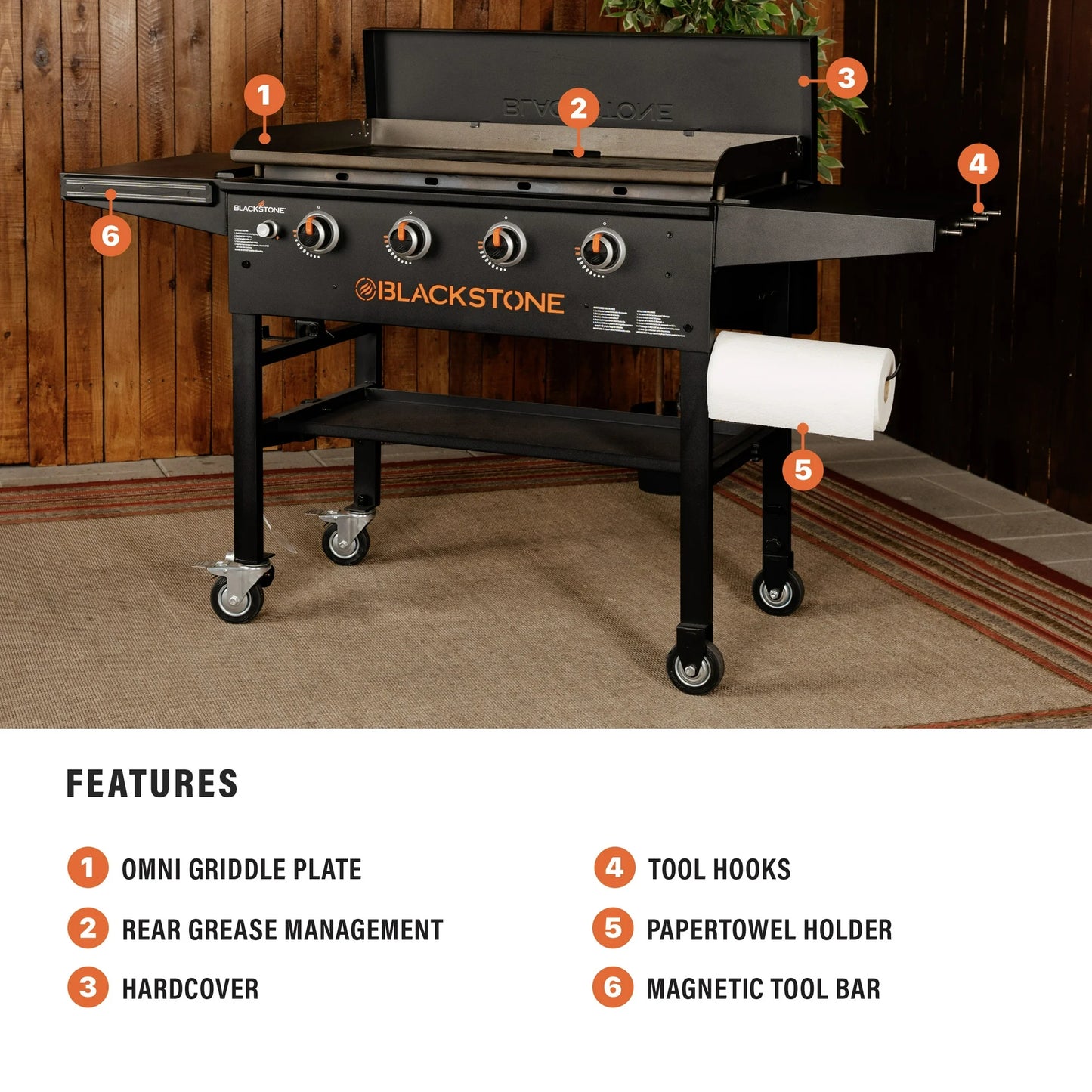 Blackstone Original 4-Burner 36" Propane Omnivore Griddle with Hard Cover
