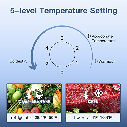BANGSON Small Refrigerator with Freezer, 4.0 Cu.Ft, Samll Fridge with Freezer, 5 Settings Temperature Adjustable, 2 Doors, Compact Refrigerator for Apartment Bedroom Dorm and Office, Silver