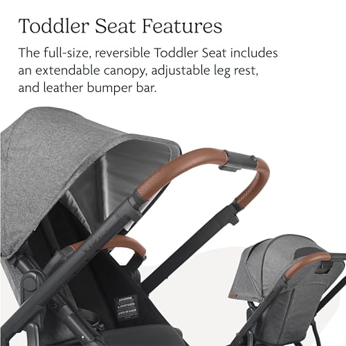 UPPAbaby Vista V2 Stroller/Convertible Single-to-Double System/Bassinet, Toddler Seat, Bug Shield, Rain Shield, and Storage Bag Included/Gwen (Green Mélange/Carbon Frame/Saddle Leather)