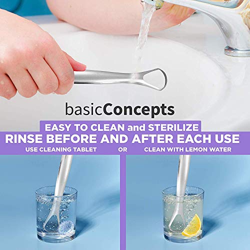 Tongue Scraper for Adults (2 Pack), Reduce Bad Breath (Travel Cases Included), Stainless Steel Tongue Cleaners, 100% Metal Tongue Scraper with Case Fresh Breath Tongue Cleaner Oral