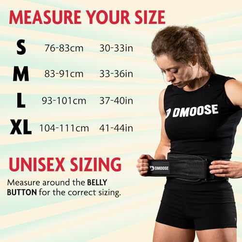 DMoose Fitness Weight Lifting Belt, Comfortable Lumbar & Back Support, Auto Locking Weight Belt to Keep Body in Proper Shape, 6 Inch Gym Belt for Squats, Deadlift, Cross Training for Men & Women