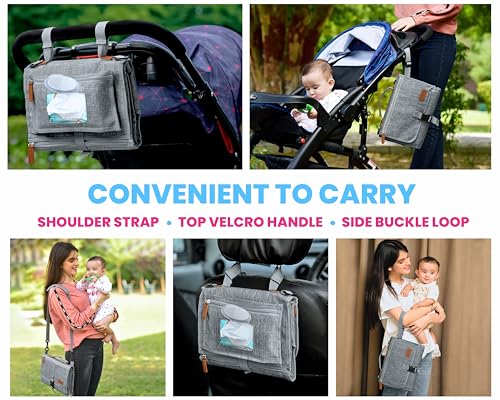 Portable Changing Pad with Shoulder Strap - Detachable Travel Changing Pad - Baby Shower Gifts - Fully Padded & Lightweight - Baby Boy Gifts - Diaper Changing Pad - Changing Mat 27"x22"