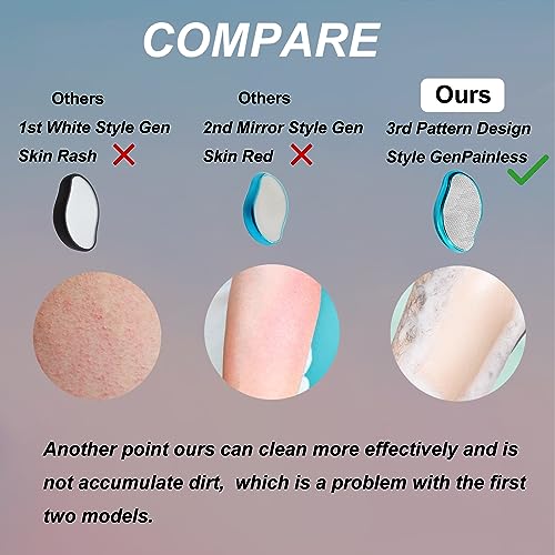 Crystal Hair Eraser, Reusable Hair Removal Pattern Design Painless Exfoliation Hair Removal Device, Portable Magic Hair Eraser for Back Arms Legs, Women and Men (Bright Blue)