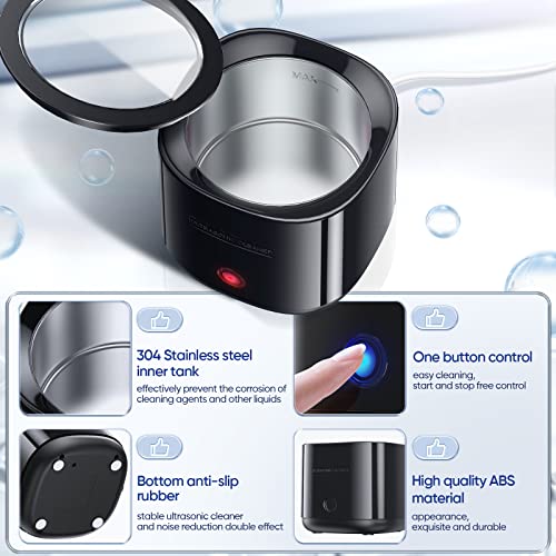 Ultrasonic Cleaner for Dentures, Odotoino 25W Professional Ultrasonic Cleaner Machine for all Dental, Retainer, Aligner, Braces, Mouth Guards, Toothbrush Head, Shaver Head, Jewelry, Black