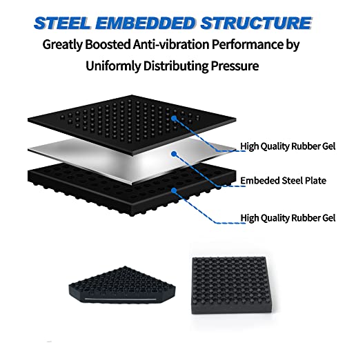 BXI Exercise Equipment Mat - 6 x 6 x 0.8 Inches 6 Pcs Non Slip Noise Reduction Anti Vibration Treadmill Stationary Bike Mats, Heavy Duty Thick Steel Embedded Rubber Pad for Hardwood Floors & Carpet