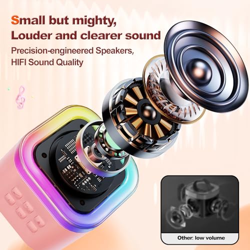 Mini Karaoke Machine for Kids Gifts Adults (Cute Little & Portable) Bluetooth Speaker with Wireless Microphone (Sound Loud) Birthday Gifts for Girls 3-12 Years Old Toddler Toys - Pink