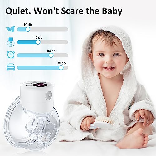 Breast Pump, Wearable Breast Pump, Hands Free Breast Pump, Electric Breast Pump 2 Mode & 9 Levels, 24mm Flange, 2 Pack