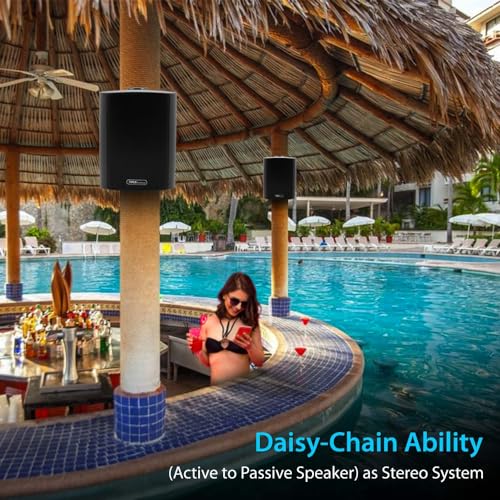 Pyle Pair of Wall Mount Bluetooth Water Resistant 6.5'' Indoor/Outdoor Speaker System, Marine Grade IP44 Rating, Bass Boost, Waterproof, Loud Volume and Enhanced Bass. (Pair, Black)