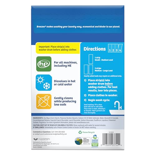 Laundry Detergent Strips (48 strips) - Fresh Linen Scent - More Convenient than Pods, Pacs, Liquids or Powders – Great for Home, Dorm, Travel, Camping & Hand-Washing