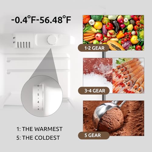 BANGSON Mini Fridge with Freezer, 3.2 Cu.Ft Compact Refrigerator, 5 Settings Temperature Adjustable, Low Noise Refrigerator, 2 Door Mini Fridge for Apartment, Home, Office and Dorm, Silver