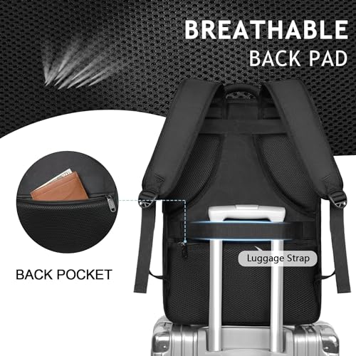 MATEIN Carry on Backpack, 40L Flight Approved Large Travel Laptop Backpack with USB Charge Port, 17 Inch Water Resistant Luggage Computer Daypack College Overnight Weekender Bag for Men & Women, Black