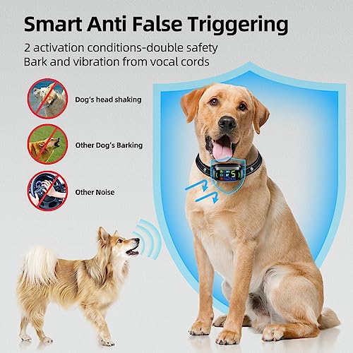 Dog Bark Collar, FAFAFROG Rechargeable Smart Collar, Anti Barking Training Collar with 5 Adjustable Sensitivity Beep Vibration Shock, Bark Collar for Large Medium Small Dogs (Black)
