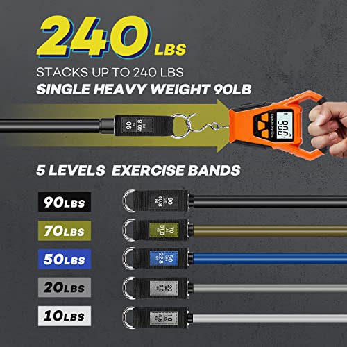 Heavy Resistance Bands for Working Out 240lbs, NITEEN Resistance Bands with Handles Weight Exercise Bands for Men Women,Workout Bands with Door Anchor and Ankle Straps Strength Training Equipment