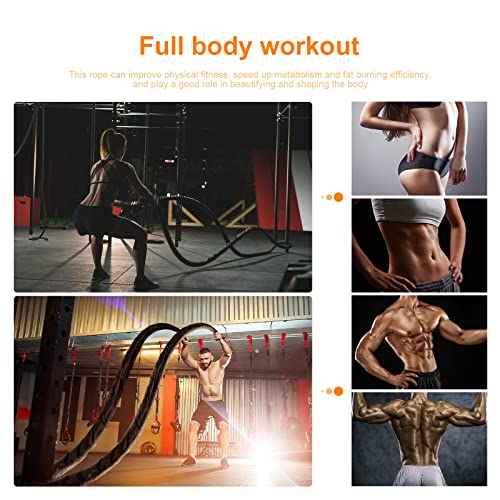 Jump Rope Battle Rope Exercise Rope 1.5inch,Heavy Exercise Rope Weighted Jump Rope 40ft, Battle Rope 40ft,Training Heavy Rope for Workout Exercise