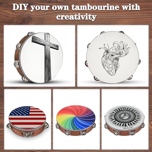 Tambourine, Tambourines for Adults, 3 PCS Wooden Hand Held Percussion Tambourine with Storage Bag, Tambourines Musical Instrument for Church, Wedding, Party, Dance, Photo Shoot(6+8+10 Inches)