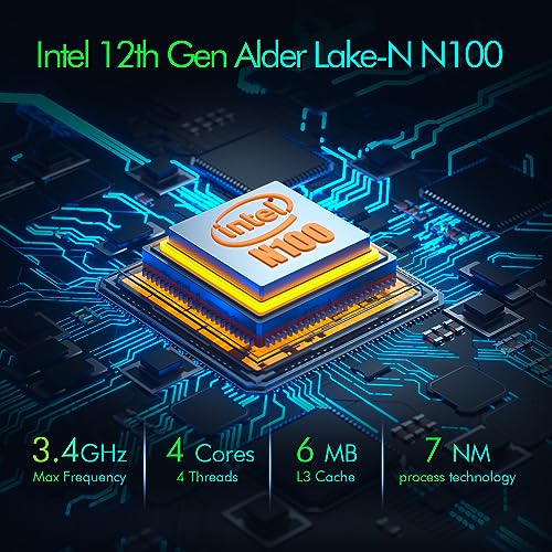 WI-6 Mini PC, Intel 12th Gen N100 Mini Computer,16GB DDR4 RAM 512GB SSD,Triple 4K Display/2*USB3.0/WiFi/Bluetooth/Full Function Type-C/Gigabit Ethernet/Support 64GB RAM and 2TB SSD Extensions