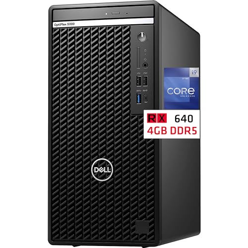 Dell Optiplex 5000 Desktop Computer, Intel i9-12900K, 64GB RAM, 2TB NVMe SSD, Radeon RX 640 4GB Graphics, 3-Monitor Support, Mini-DisplayPort, HDMI, DVDRW, Wi-Fi, BT, USB-C, Windows 11 Pro, Black