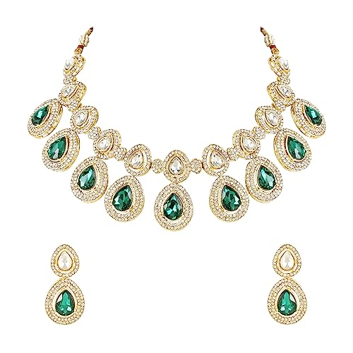 I Jewels Indian Wedding Bollywood Gold Plated Traditional Kundan & Stone Choker Necklace Jewellery With Earrings Set for Women/Girls