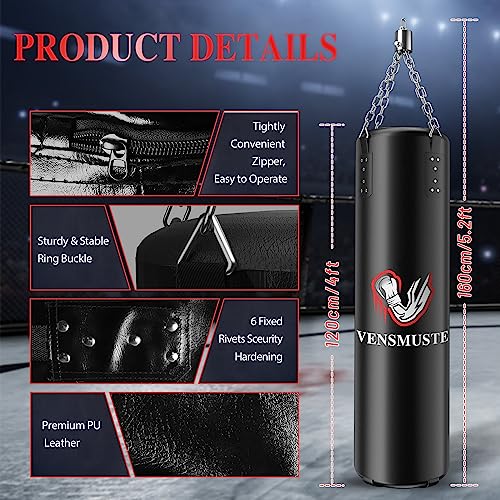 Punching Bag for Adults, 4FT PU Heavy Boxing Bag Set, Heavy Punching Bag with 12OZ Gloves for MMA Karate Kickboxing Boxing Muay Thai Training at Home or Gym - Unfilled Heavy Bag