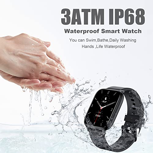 Smart Watch for Men Women Compatible with iPhone Samsung Android Phone 1.69 inch Full Touch Screen IP68 Waterproof Bluetooh Fitness Tracker Heart Rate / Sleep Monitor, Black