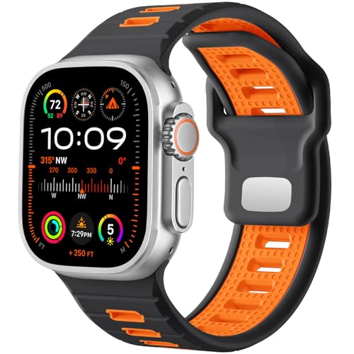 Sport Bands Compatible with Apple Watch Ultra 2/Ultra Band,Compatible with Apple Watch Bands for Men 49mm 45mm 44mm 42mm,Silicone Loop Replacement Strap for iWatch Series 9 8 7 6 5 4 SE 3 2 1