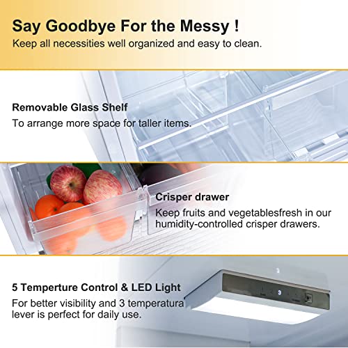 Frestec 12.1 CU' Refrigerator with Freezer, Apartment Size Refrigerator Top Freezer, 2 Door Fridge with Adjustable Thermostat Control, Freestanding, Door Swing, Black (FR 1202 BK)