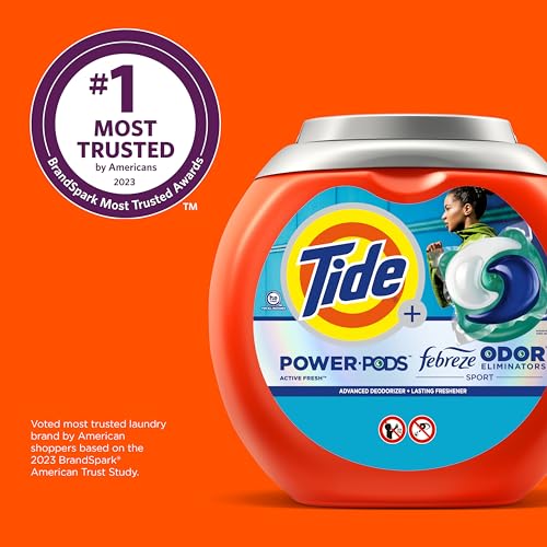 Tide Power Pods Laundry Detergent Pacs with Febreze Sport, 45 Count, Febreze Freshness with Sport Odor Defense