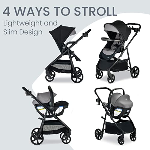 Britax Willow Brook S+ Baby Travel System, Infant Car Seat and Stroller Combo with Alpine Base, ClickTight Technology, SafeWash Insert and Cover, 1 Count, Graphite Onyx