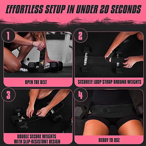 Exercise Hip Thrust Belt for Weights, Glute Workout Equipment, Adjustable Hip Thrust Belt for Dumbbells, Glute Trainer for Home Workouts with Extra Padding, Booty Builder